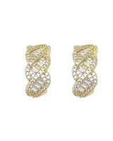 Twisted CZ Gold Loop Earrings