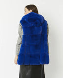 Pre Order - Lily Faux Fur Hooded Swing Gilet in Blue (10-18)